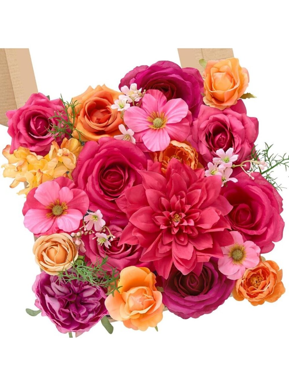 Vibrant Hot Pink & Orange Silk Flowers | Artificial Floral Decor for Home